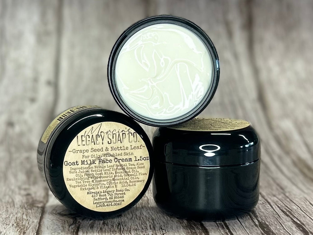 Goat Milk Face Complexion Cream 1.5oz - Grape Seed & Nettle Leaf for Oily/Troubled Skin