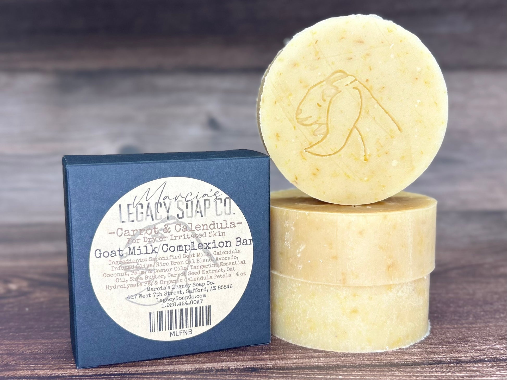 Goat Milk Face Care Complexion Bar - Carrot & Calendula for Dry, Inflamed, or Irritated Skin
