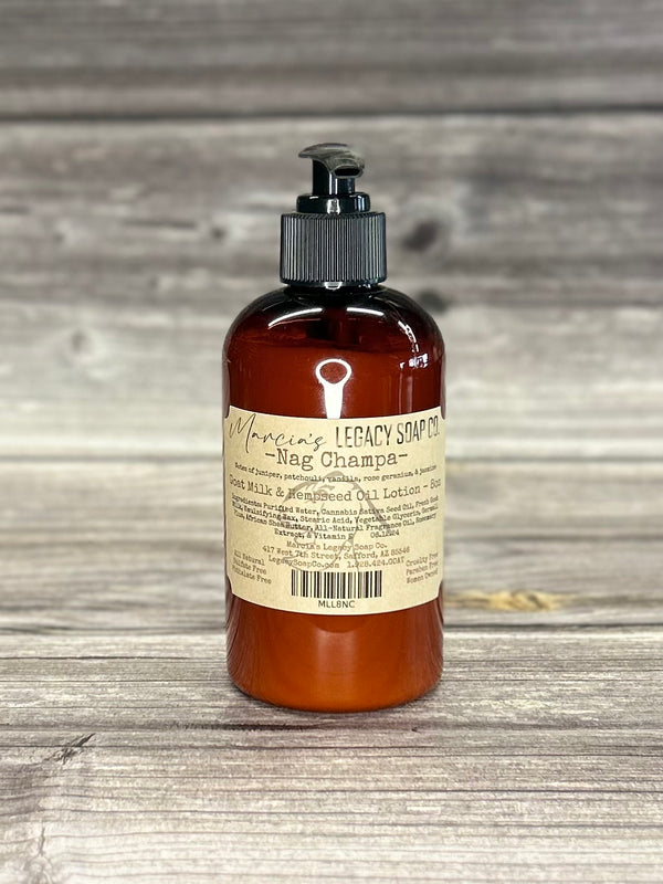 Goat Milk Specialty Lotion 8oz - Nag Champa Hempseed Oil