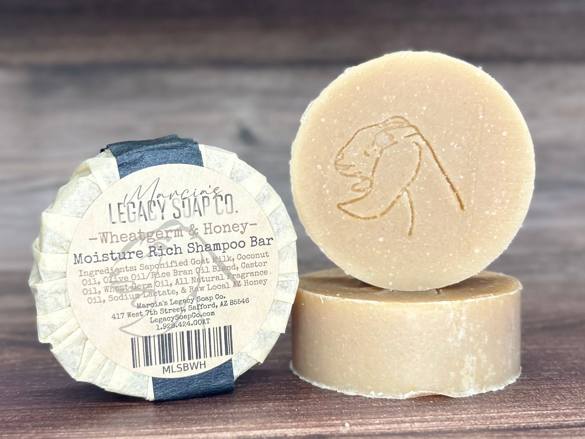 Goat Milk Shampoo Bar - Moisturizing - Wheat Germ & Honey