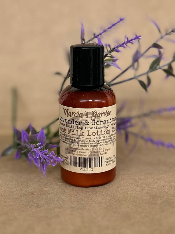 Lavender & Geranium Stress Relieving Aromatherapy Goat Milk Lotion - 2oz